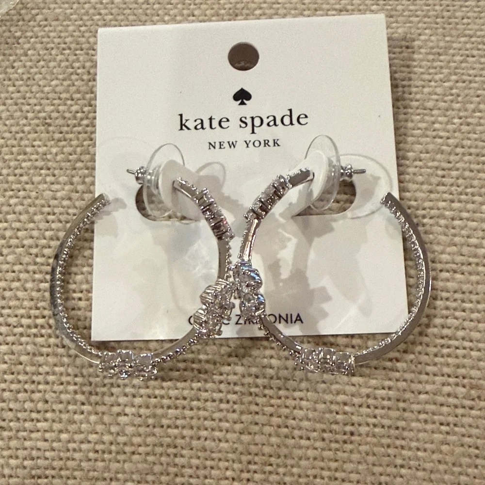 kate spade Silver Gleaming Gardenia Flower Hoops/NWT